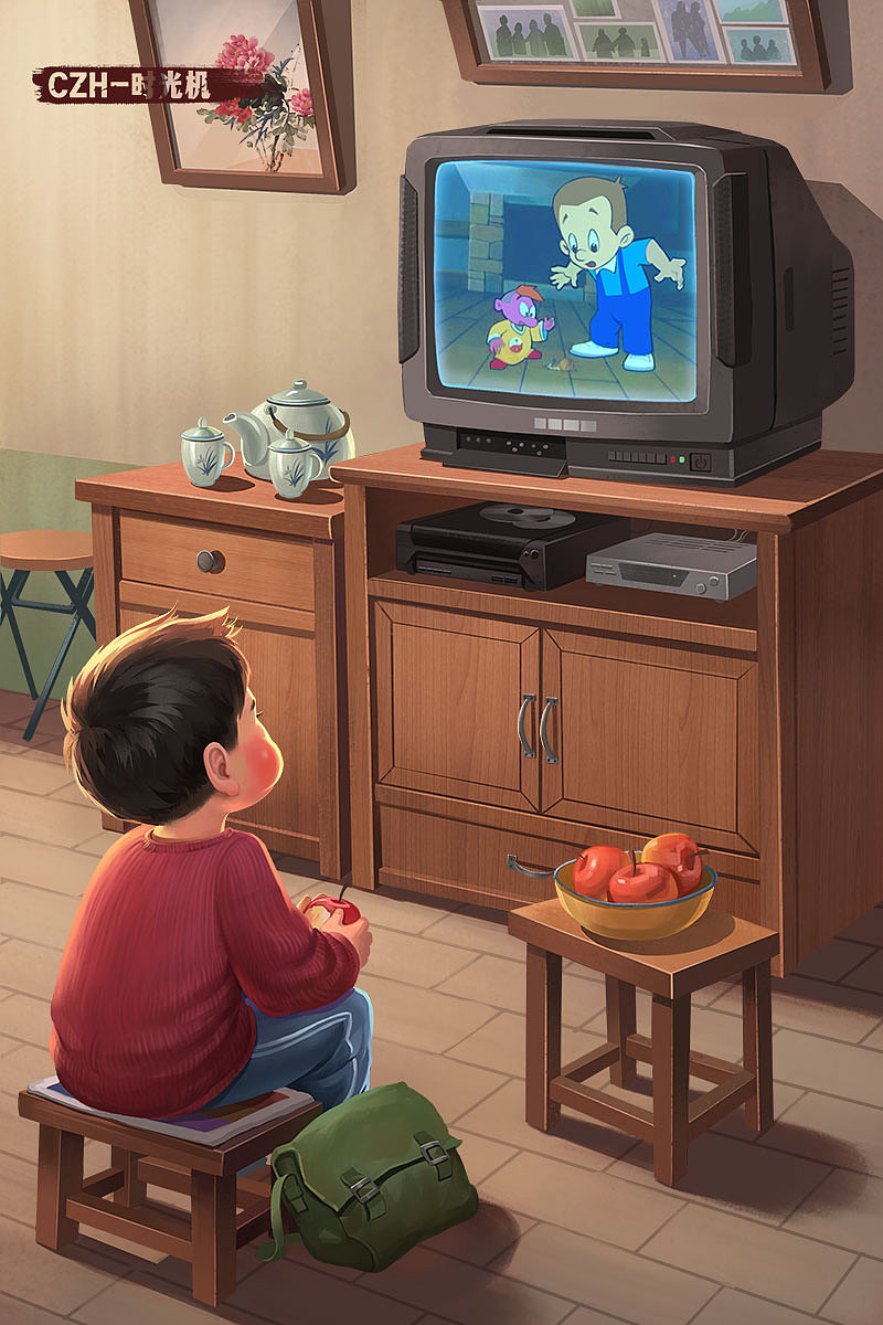 過去的和現(xiàn)在的小朋友，六一快樂（圖ZMzQxODA2NzM2） - 兒童插畫 - 站酷設(shè)計師CZH-時光機原創(chuàng)素材 - 站酷ZCOOL