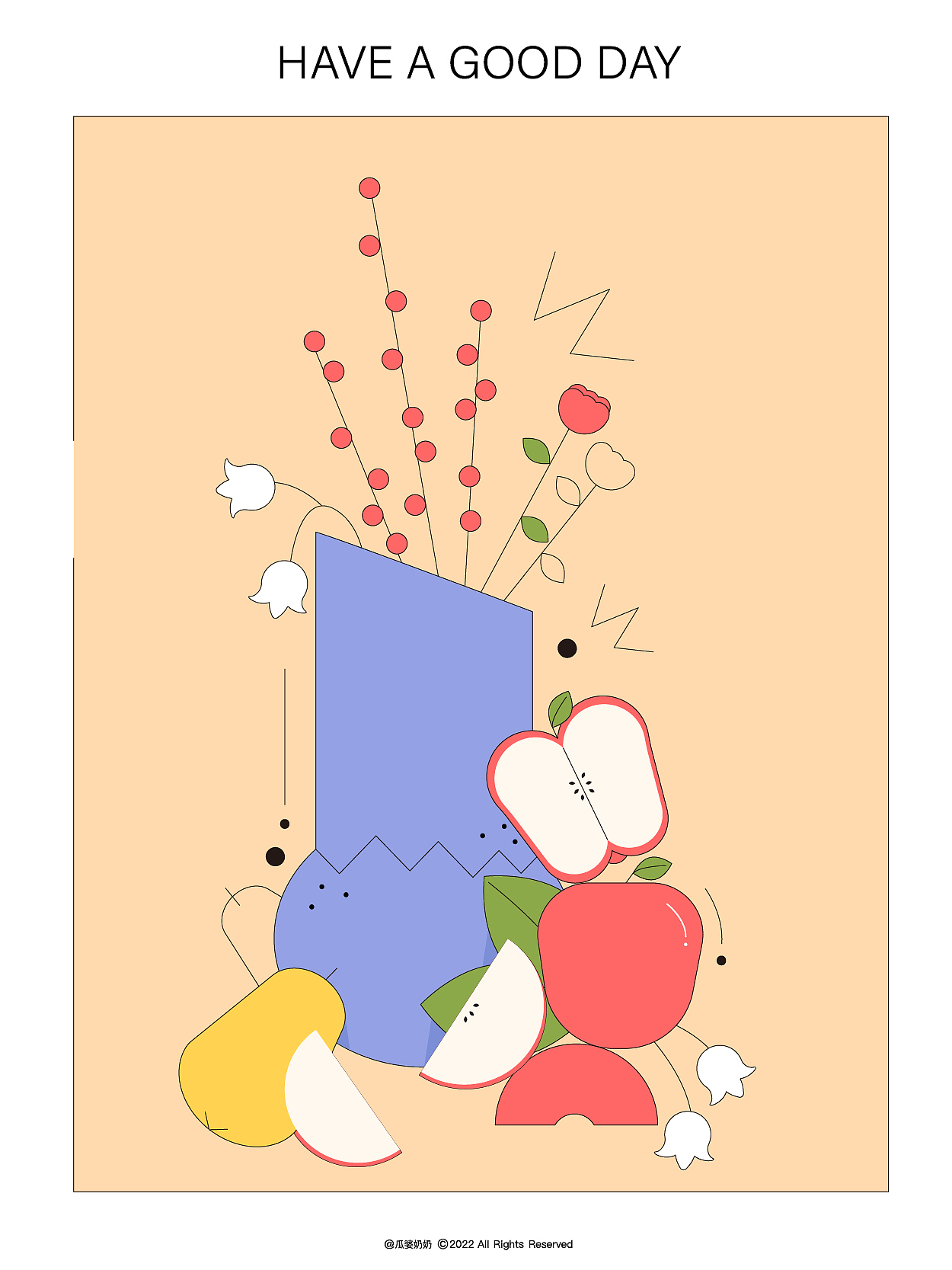 水果花卉系列插画～#创作加油站#（图ZMzEzMjg5NDY0） - 商业插画 - 站酷设计师瓜婆奶奶原创素材 - 站酷ZCOOL