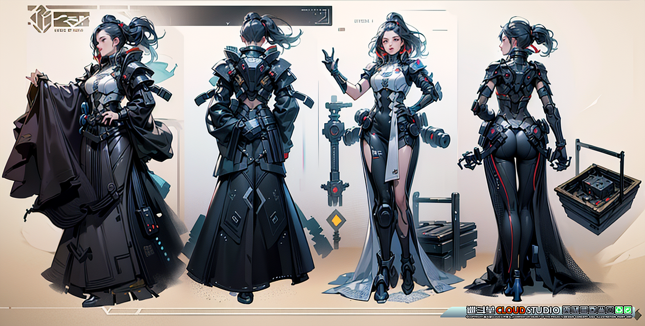 AI原画 赛博朋克Cyberpunk 机甲