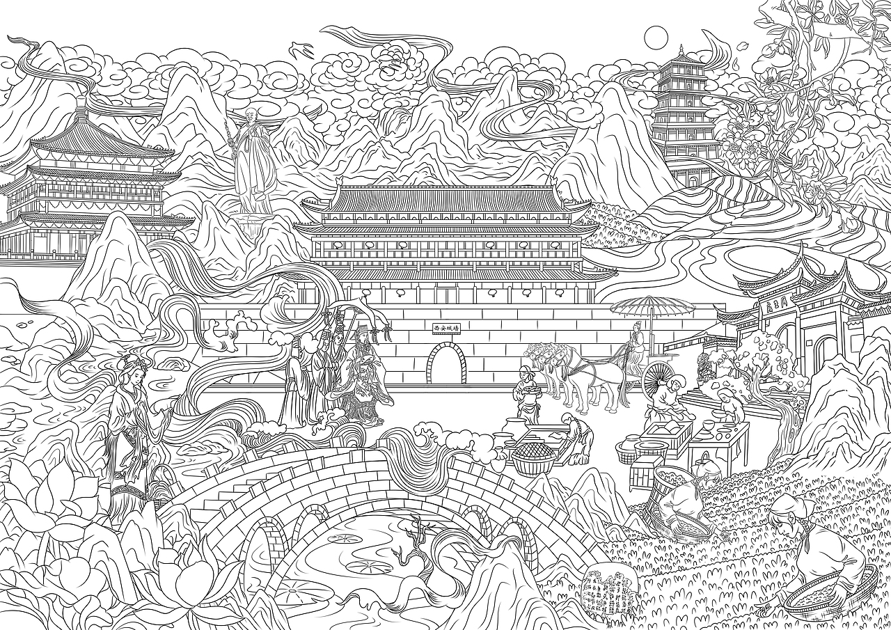 西安--历史茶文化（图ZMzU5MDkxMDEy） - 商业插画 - 站酷设计师佩佩鱼yu原创素材 - 站酷ZCOOL