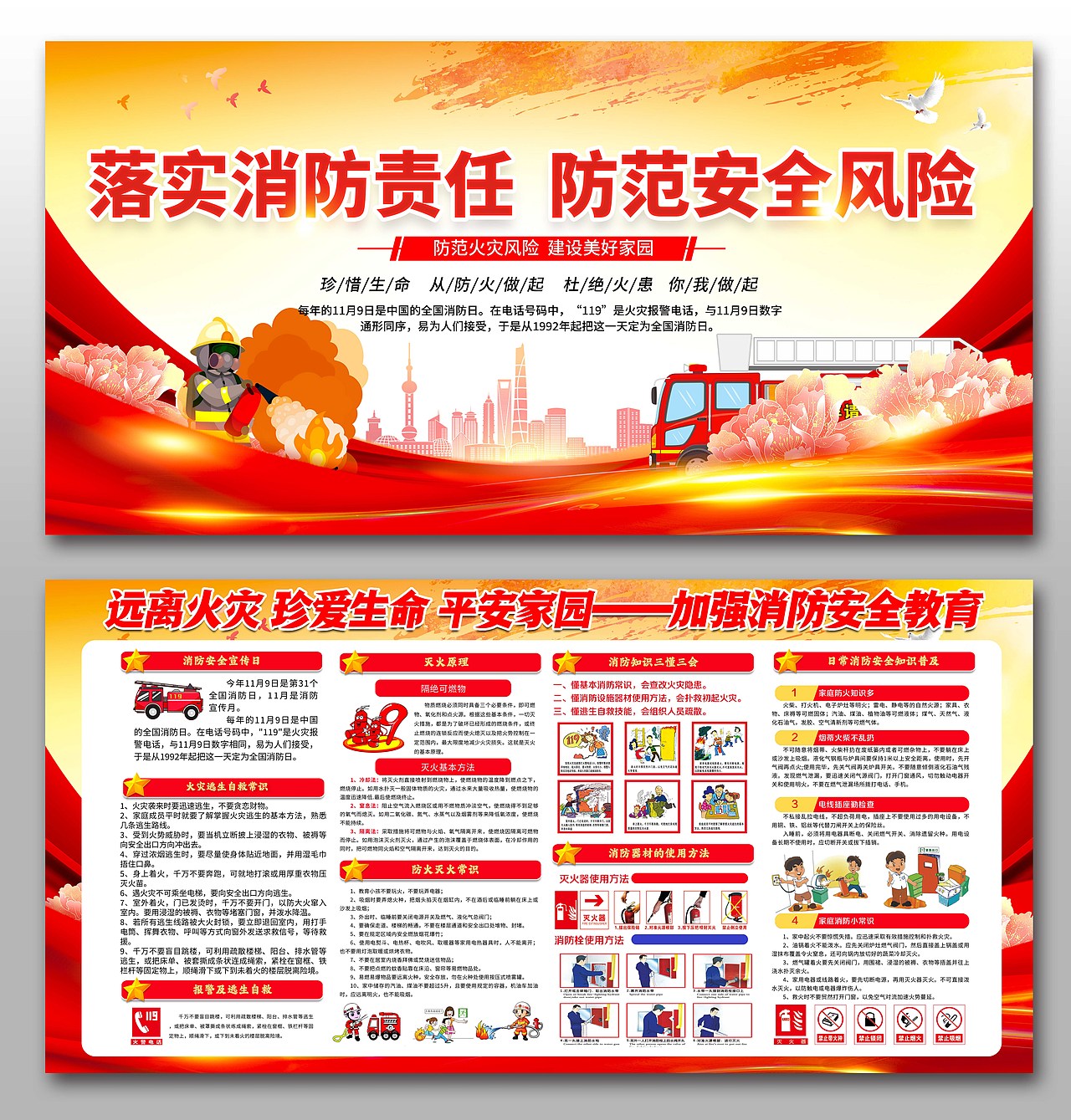 消防安全宣传日展板