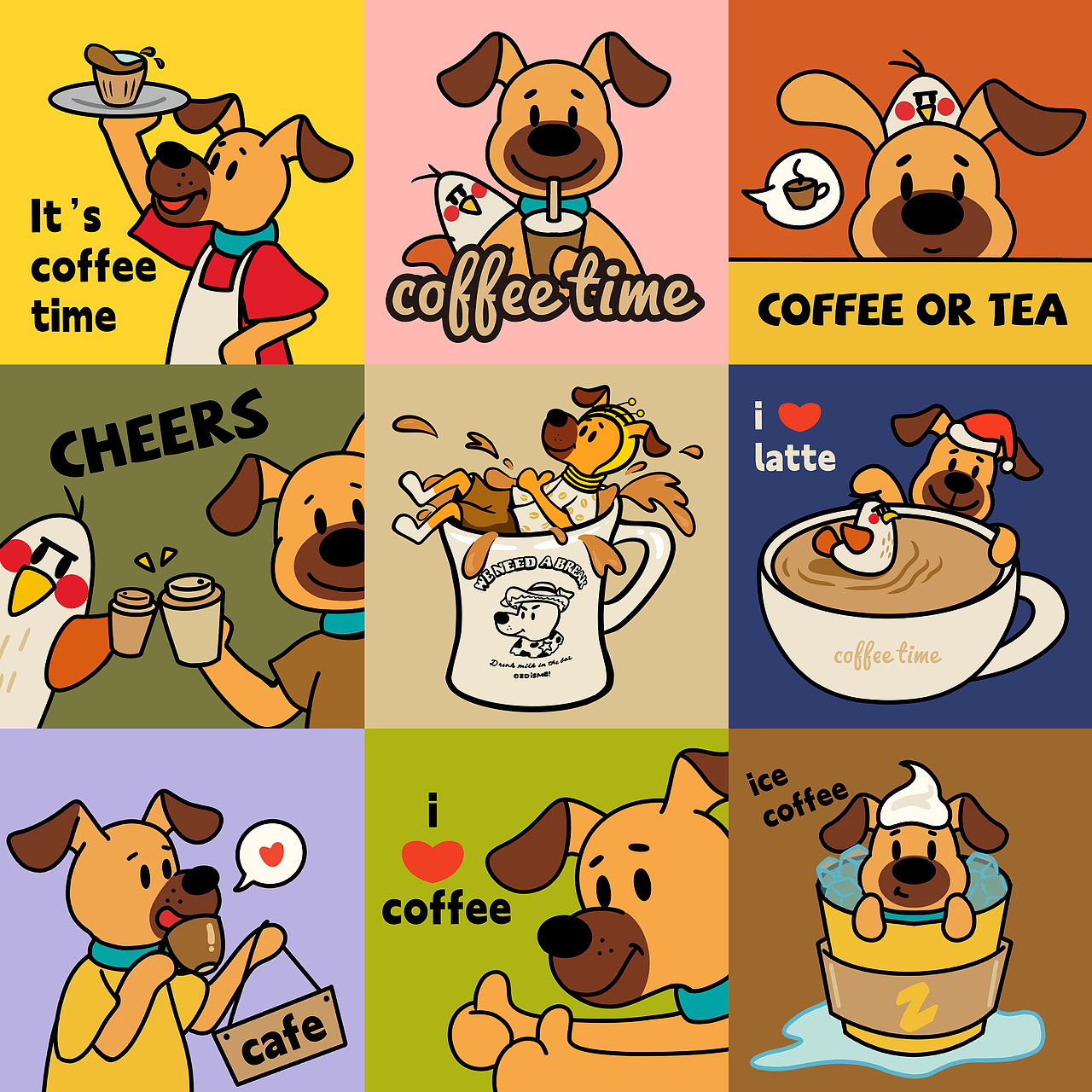 锅仔丁插画(日常+咖啡+生日系列)