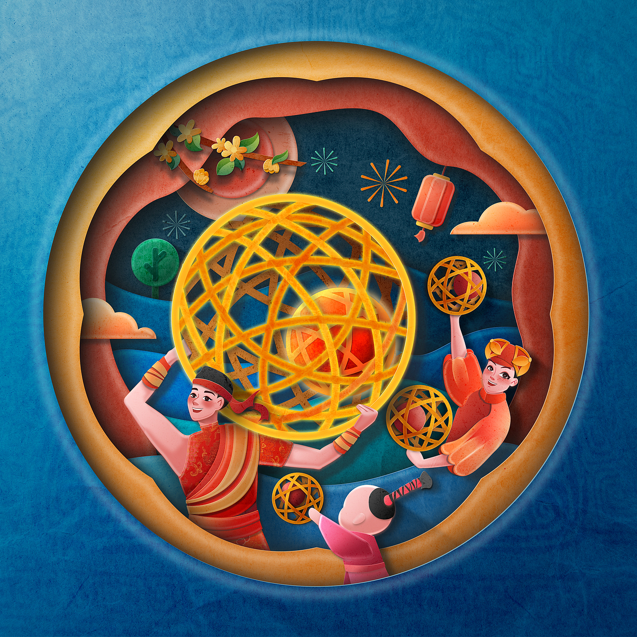 非遗文化系列数字藏品-剪纸插画（图ZMzM4NzM1MDU2） - 艺术插画 - 站酷设计师野生植物Y原创素材 - 站酷ZCOOL