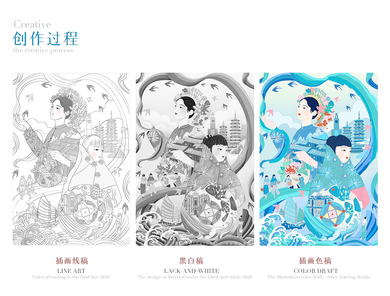 国风城市插画《泉州印象》《画中密云》（图ZMzMzMTc2NDU2） - 商业插画 - 站酷设计师是仙人掌耶原创素材 - 站酷ZCOOL