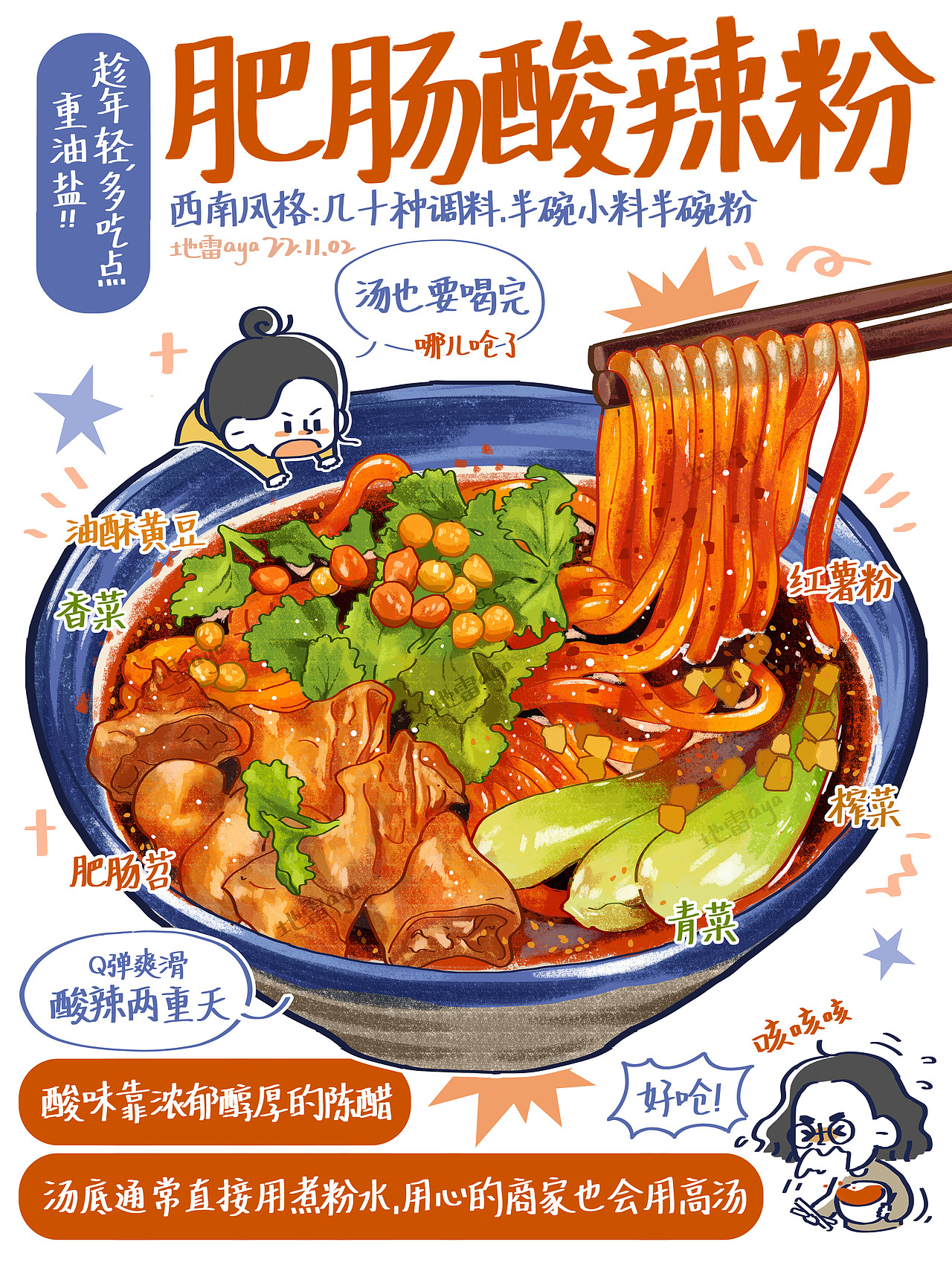 吃辣四连-美食插画（图ZMzIxMDIzMzg0） - 创作习作 - 站酷设计师地雷aya原创素材 - 站酷ZCOOL
