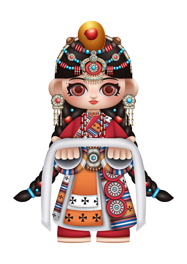 《献“哈达”的姑娘》（图ZMzUwNTY4NzA0） - IP形象 - 站酷设计师小糖a原创素材 - 站酷ZCOOL