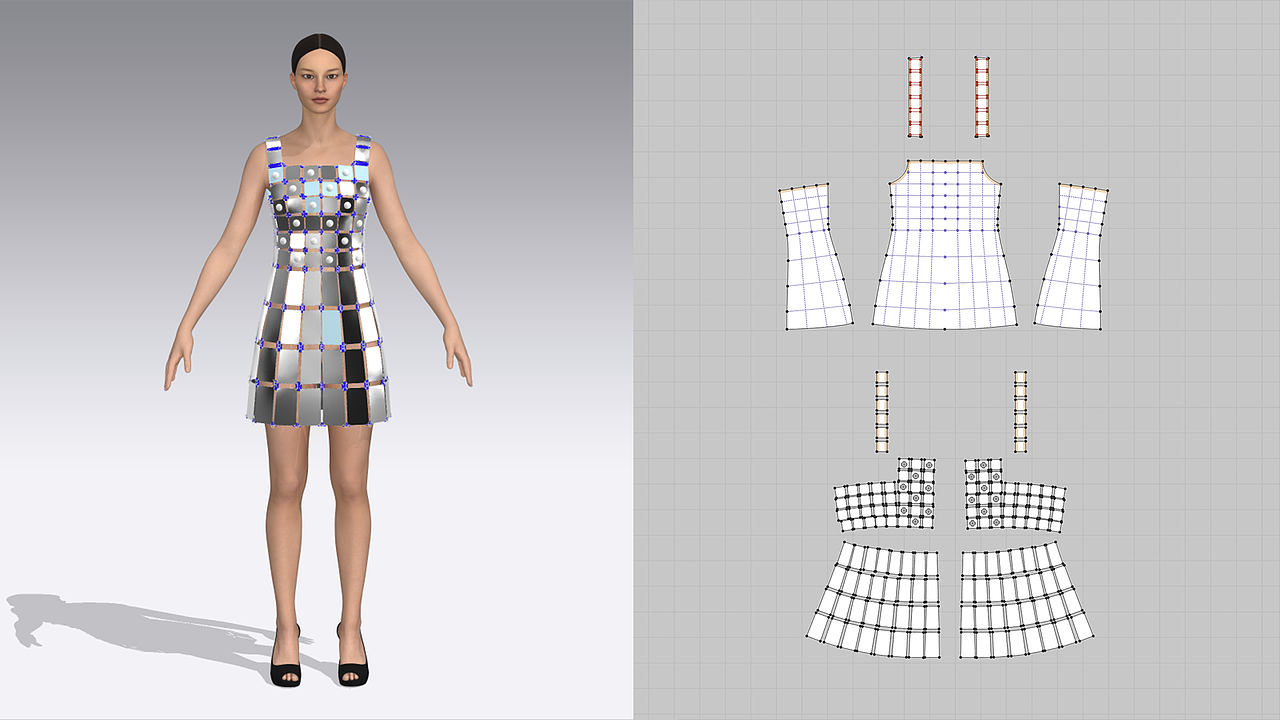 閃耀重生｜Paco Rabanne 1966金屬片迷你裙經(jīng)典再現(xiàn)（圖ZMzQ0NDU2NTMy） - 正裝/禮服 - 站酷設(shè)計(jì)師altr_數(shù)字高定原創(chuàng)素材 - 站酷ZCOOL