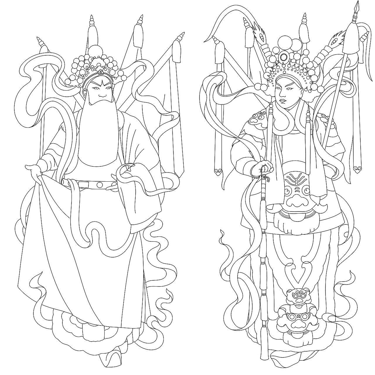 京剧人物 手绘（图ZMzQ5MTUwNTYw） - 商业插画 - 站酷设计师挨牧西西原创素材 - 站酷ZCOOL