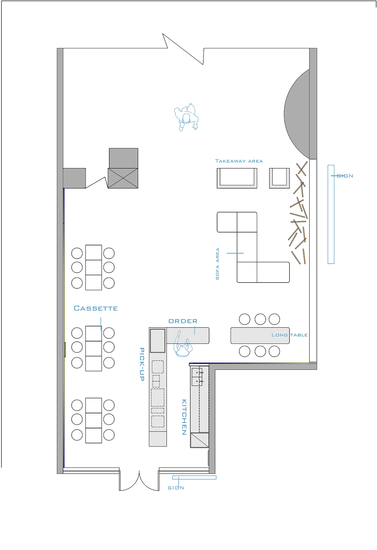 小面积咖啡厅平面布局分享