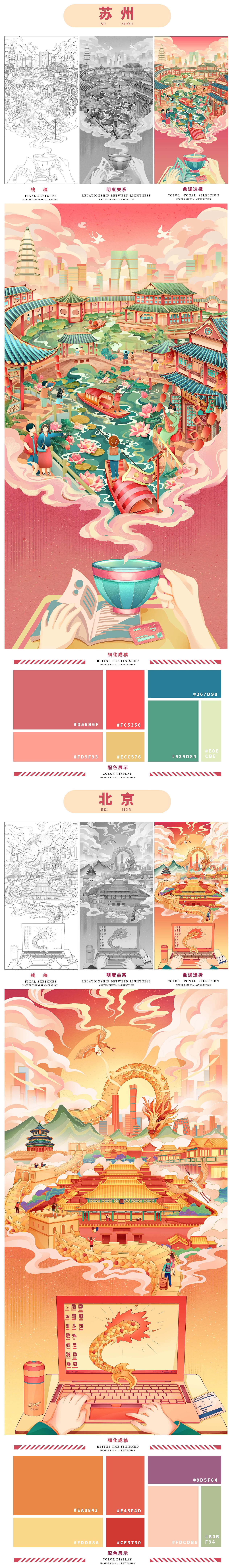 城市旅游系列插画 | 旅游海报实验设计