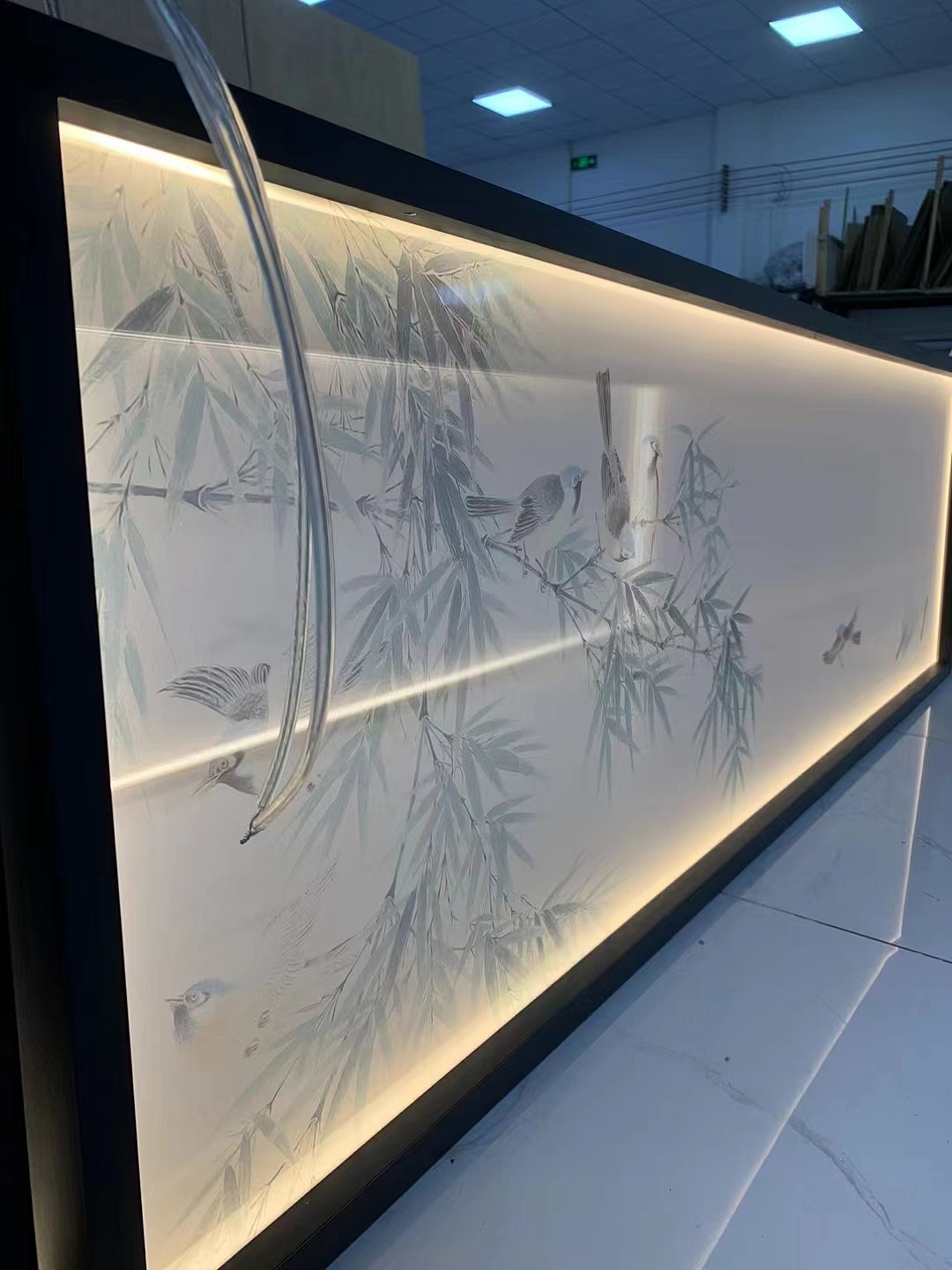 天花吊顶应用发光纱画艺术屏效果出奇的绝了