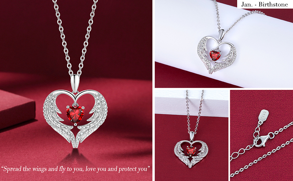 红色锆石羽毛项链主图A+