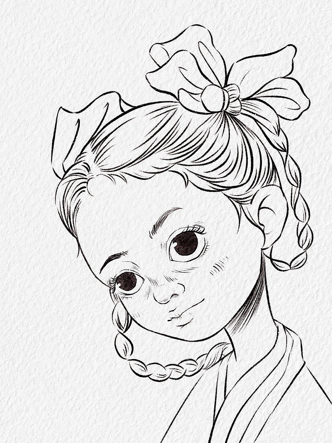 人物头像-儿童画,卡通画线稿图