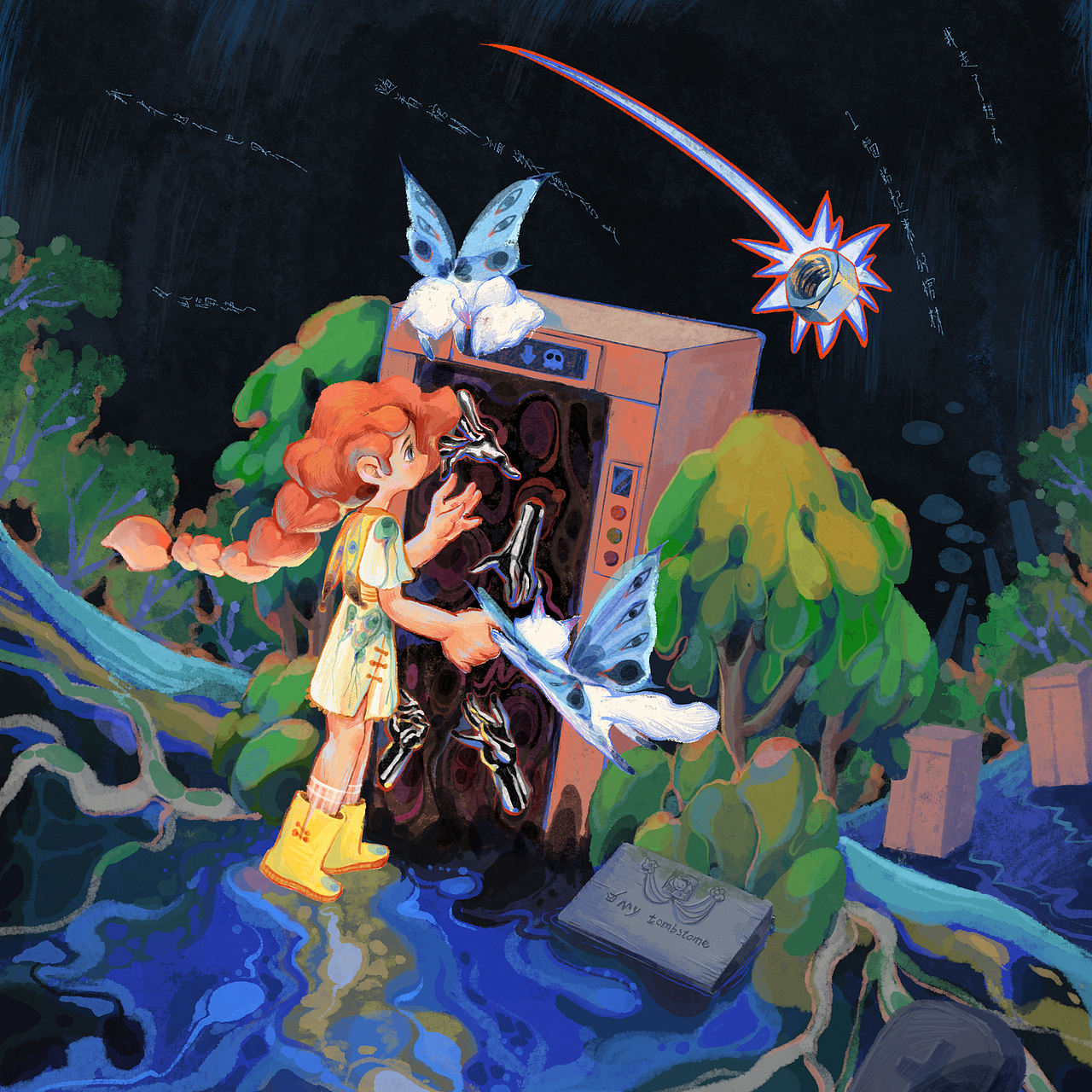 咽下一枚铁做的月亮（图ZMzM1NDI2MzYw） - 商业插画 - 站酷设计师柿子辣椒原创素材 - 站酷ZCOOL