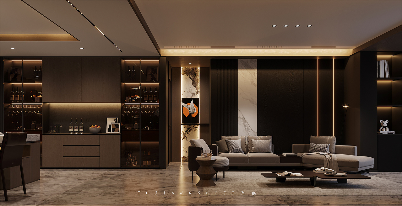 意式简约平层设计|至简格调，不失其华（图ZMzY0ODU5MTg0） - 家装设计 - 站酷设计师一路向前的天瑜原创素材 - 站酷ZCOOL