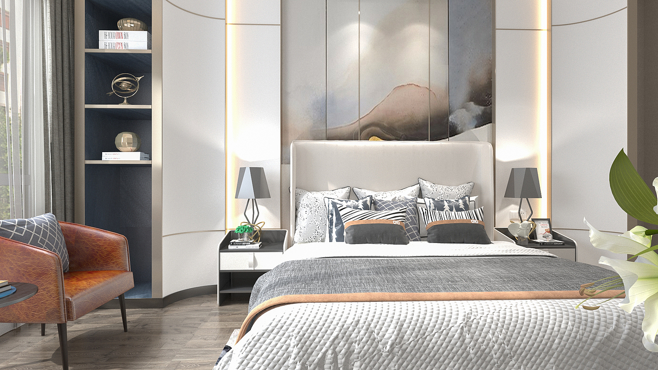 现代卧室渲染