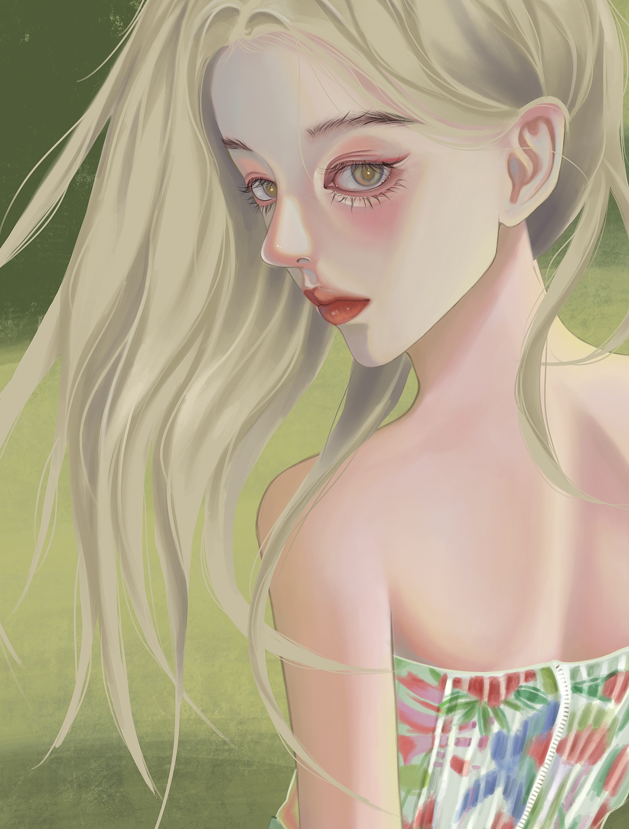 夏日清凉感少女插画