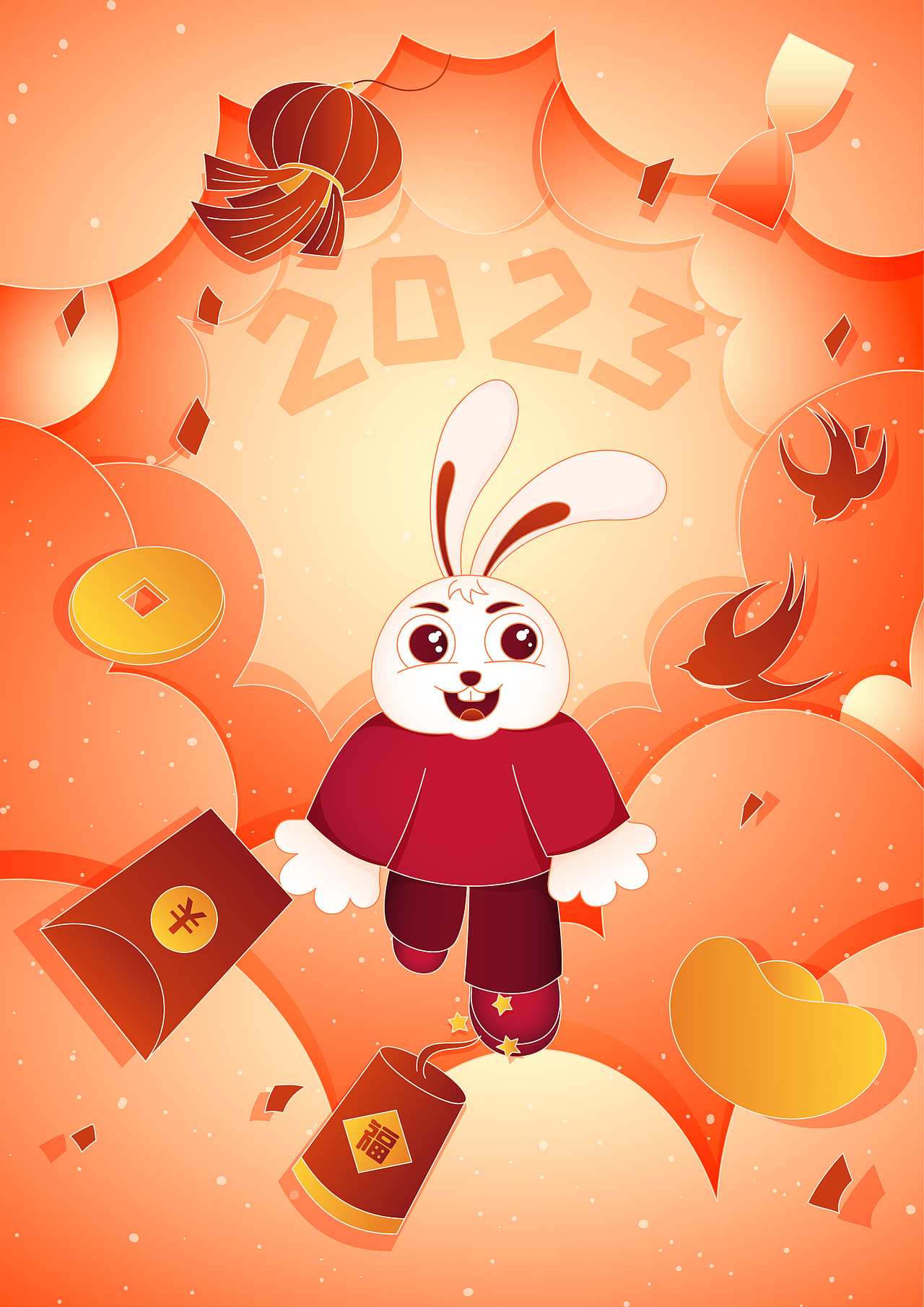2023兔子與春節(jié)元素（圖ZMzE4NDY1ODg0） - 商業(yè)插畫 - 站酷設(shè)計(jì)師三斗海水原創(chuàng)素材 - 站酷ZCOOL