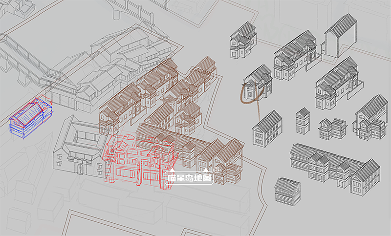 赭溪老街旅游手绘地图导览图—喵星岛文创