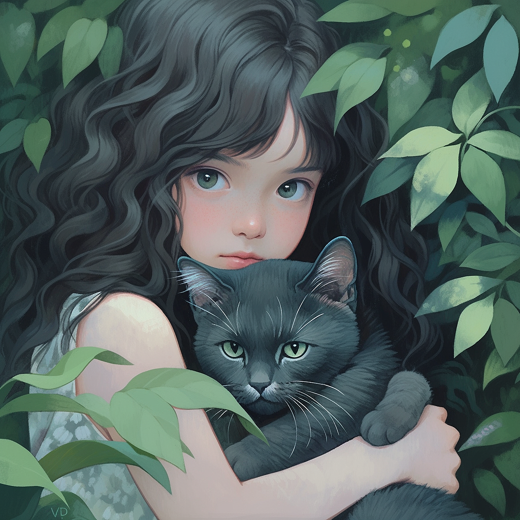 猫与女孩森林梦幻动漫肖像（图ZMzU1ODMyOTky） - 商业插画 - 站酷设计师荷逸原创素材 - 站酷ZCOOL