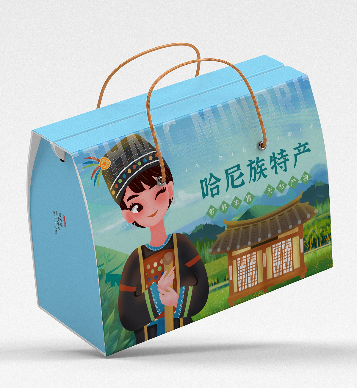 五十六民族女孩包装插画