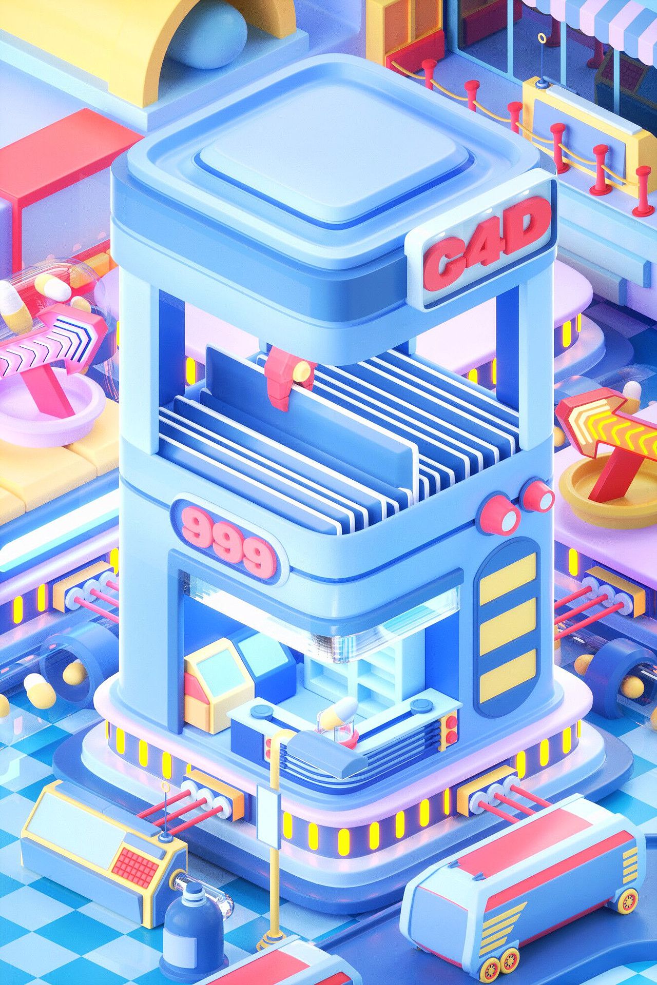 C4D零基础第四期学员作品——NiaoNiao的C4D课堂(上)(图ZMzAzMzc3ODcy) - 场景 - 站酷设计师我就是NiaoNiao原创素材 - 站酷ZCOOL