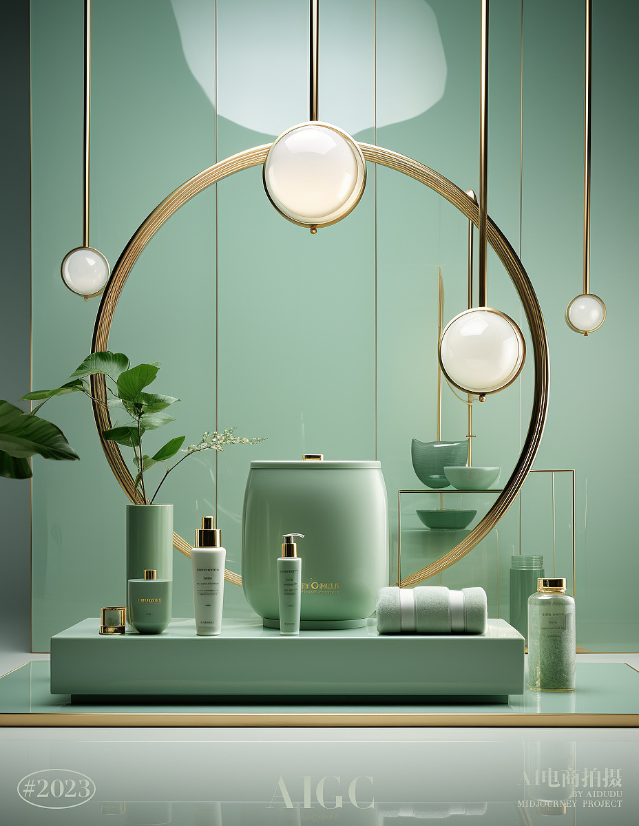 AI产品摄影｜护肤品绿色系场景（图ZMzQ4MjU4ODUy） - 产品摄影 - 站酷设计师aidudu原创素材 - 站酷ZCOOL