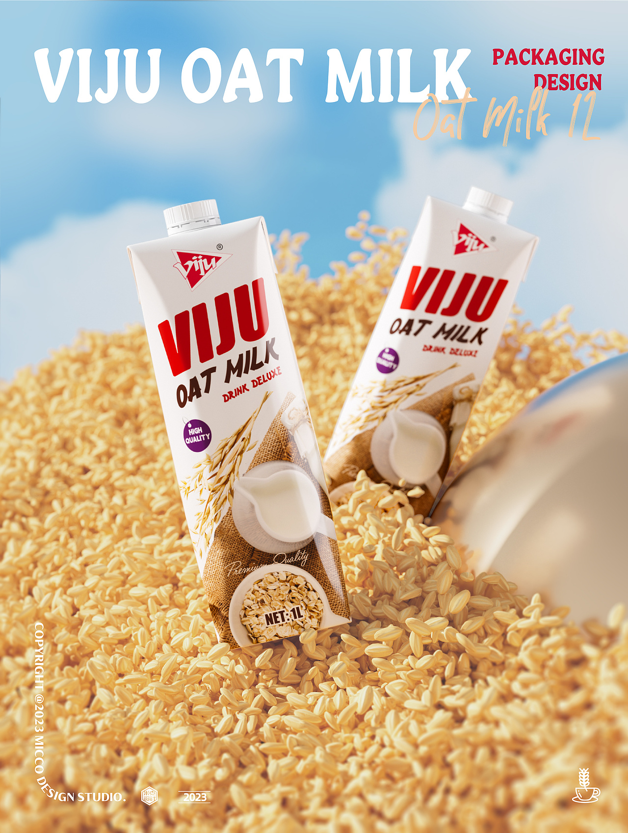 VIJU丨唯久“浓郁醇香”燕麦牛奶饮料饮品平面包装设计