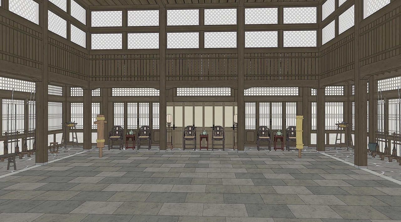 古代武馆su模型下载