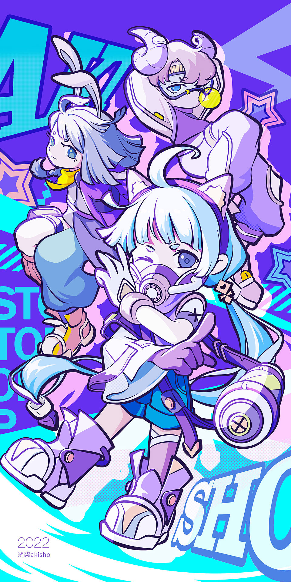 潮流插画-Q版街头三小只（图ZMzEwNTEzNzQ4） - 创作习作 - 站酷设计师朔柒akisho原创素材 - 站酷ZCOOL