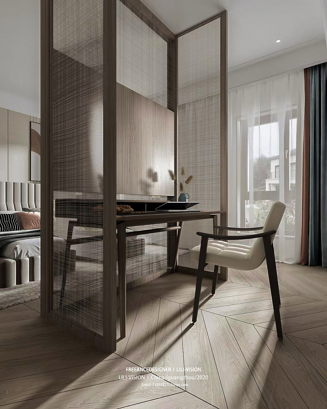 现代风卧室效果图表现