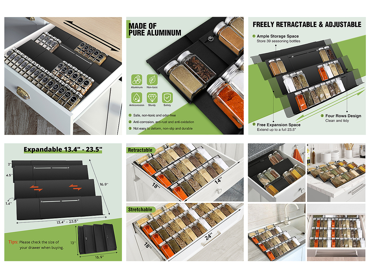调味罐抽屉收纳架子亚马逊详情图