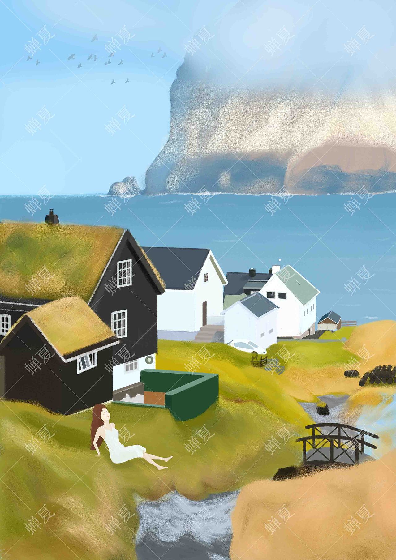 乡村小镇（图ZMzA1MzEyMTAw） - 商业插画 - 站酷设计师金玉的呆毛原创素材 - 站酷ZCOOL