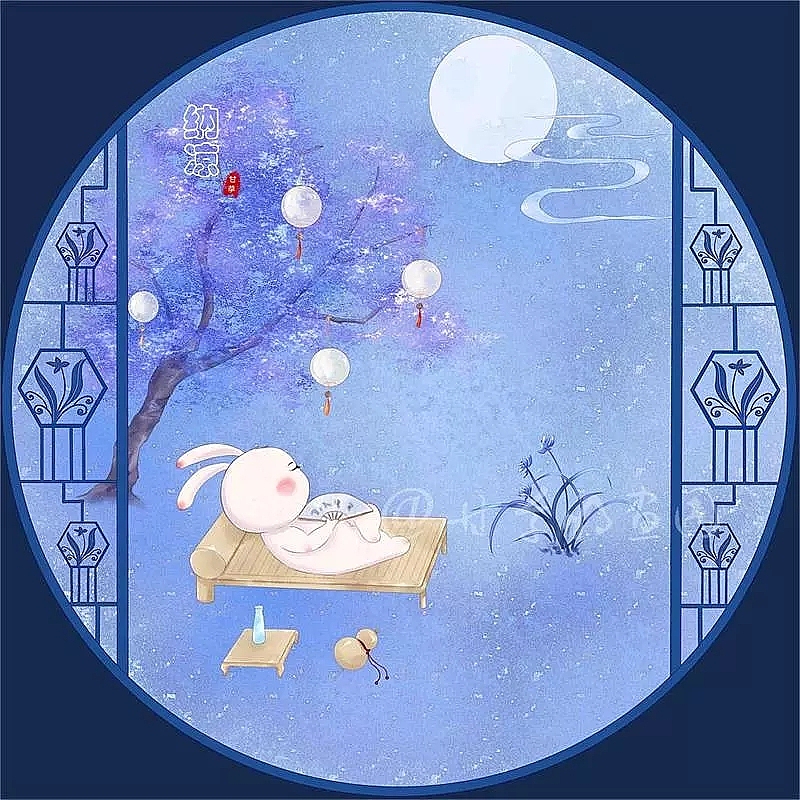 国风插画-兔兔的闲暇生活