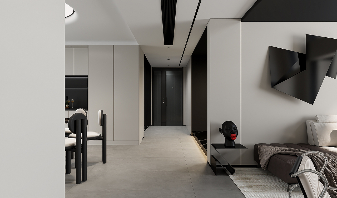 现代黑白灰客餐厅