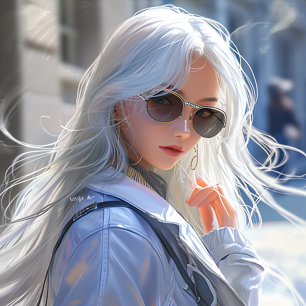 巴黎风情女孩的写实油画插画