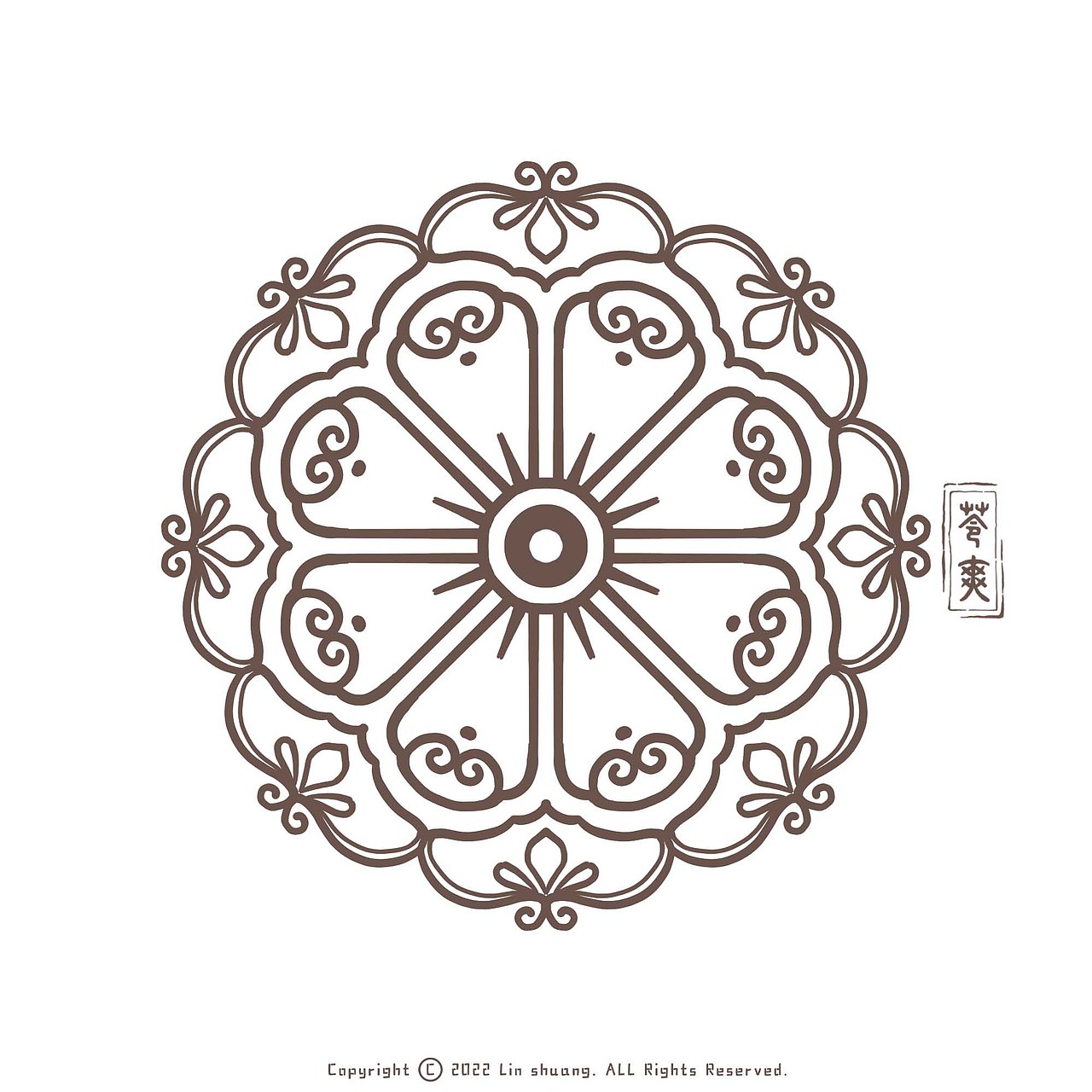 原创手绘敦煌花纹