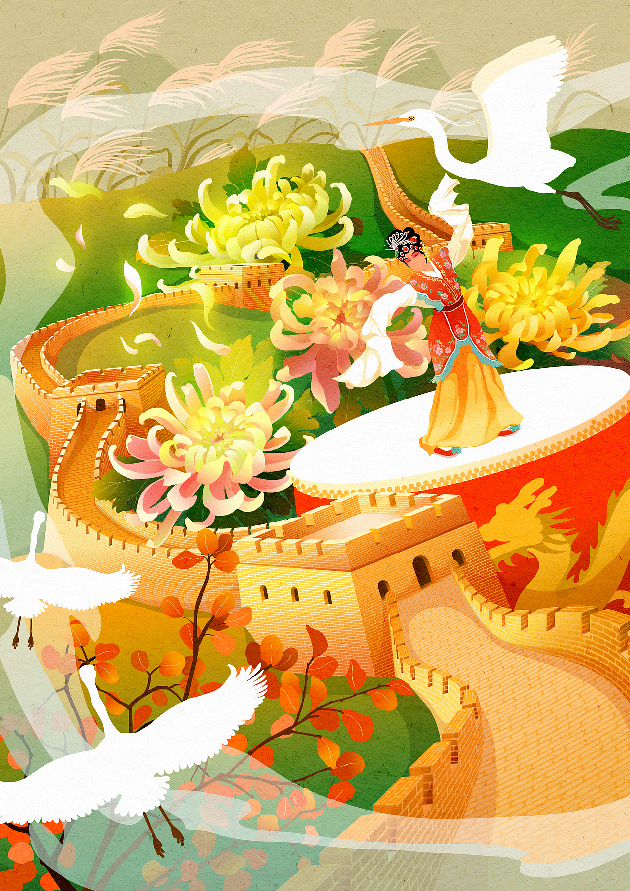 北京ip国风插画四季京城