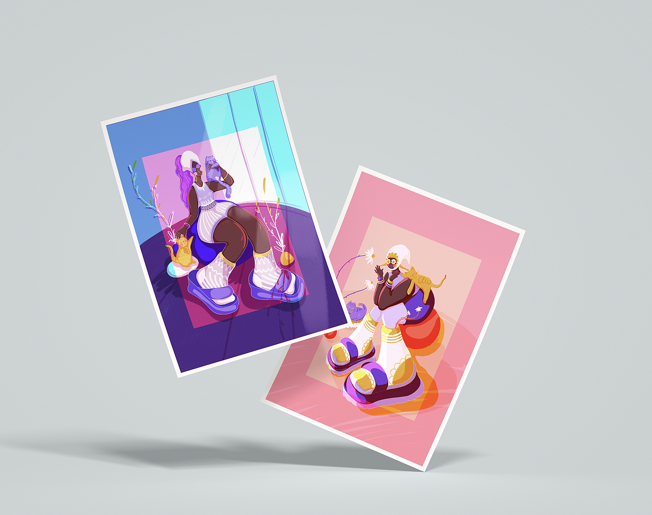 女孩与猫猫（图ZMzEwMTUzNjg4） - 艺术插画 - 站酷设计师暖熊熊原创素材 - 站酷ZCOOL