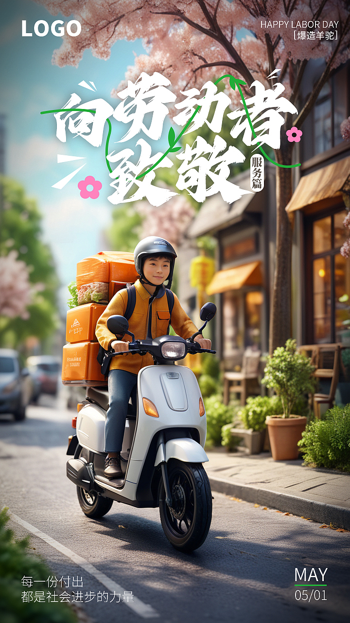 WHEE| 行业海报 | 五一劳动主题（图ZMzY3NzM3MTEy） - AI作品 - 站酷设计师爆造羊驼品牌策划原创素材 - 站酷ZCOOL