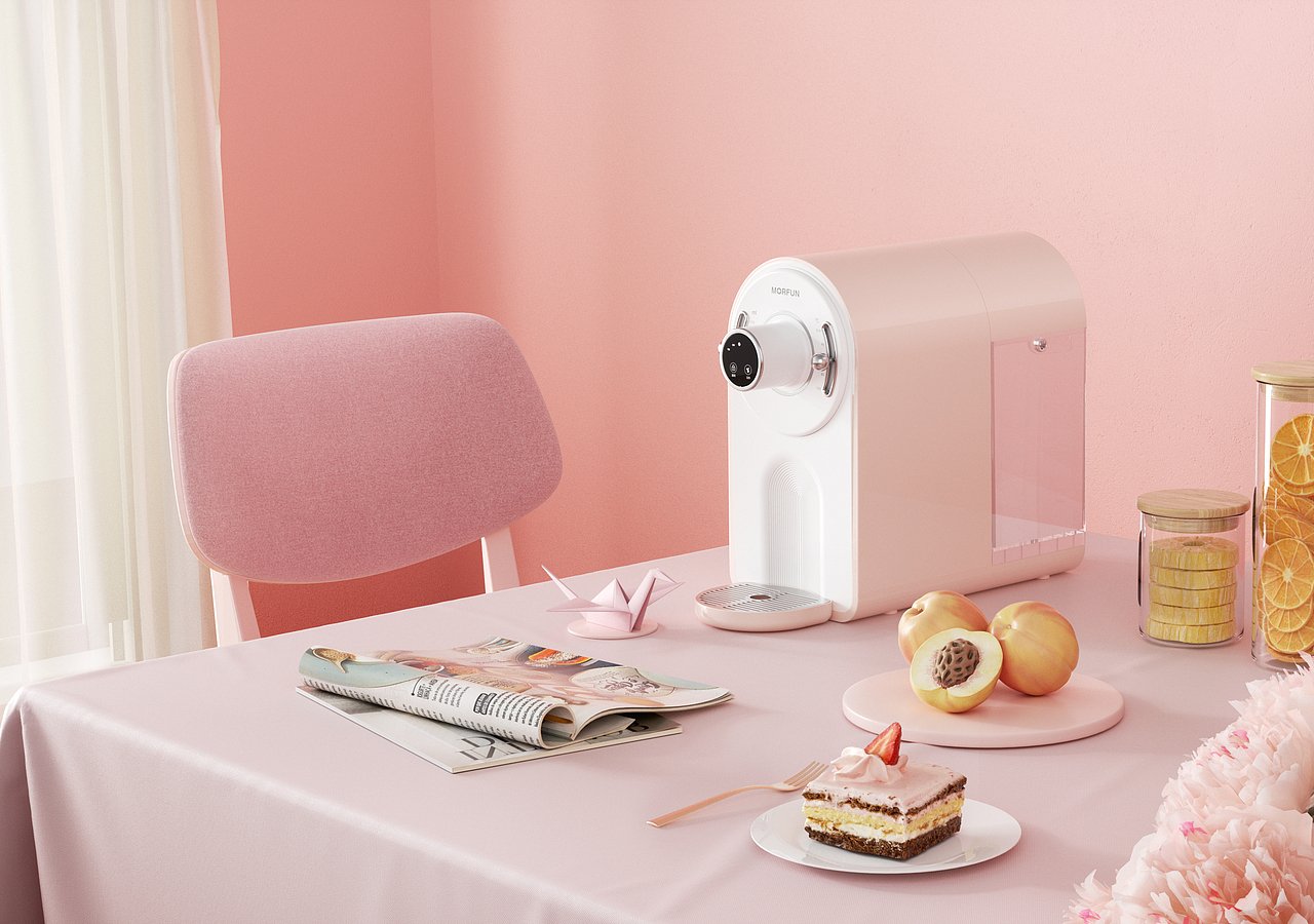 小型家用饮水机/茶吧机/室内场景渲染