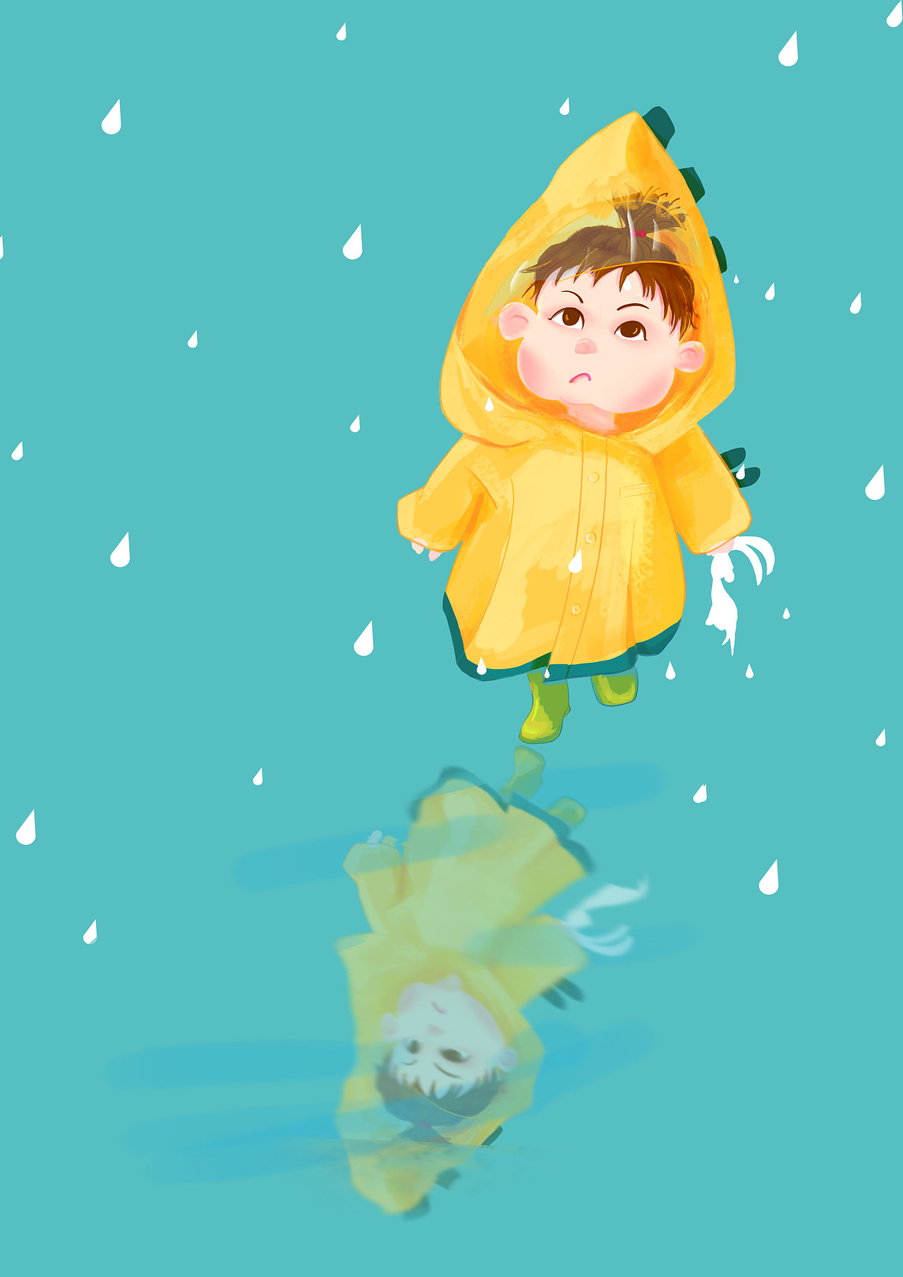 雨天女孩（图ZMzA1Mzg1NDEy） - 儿童插画 - 站酷设计师虎虎的小白兔原创素材 - 站酷ZCOOL
