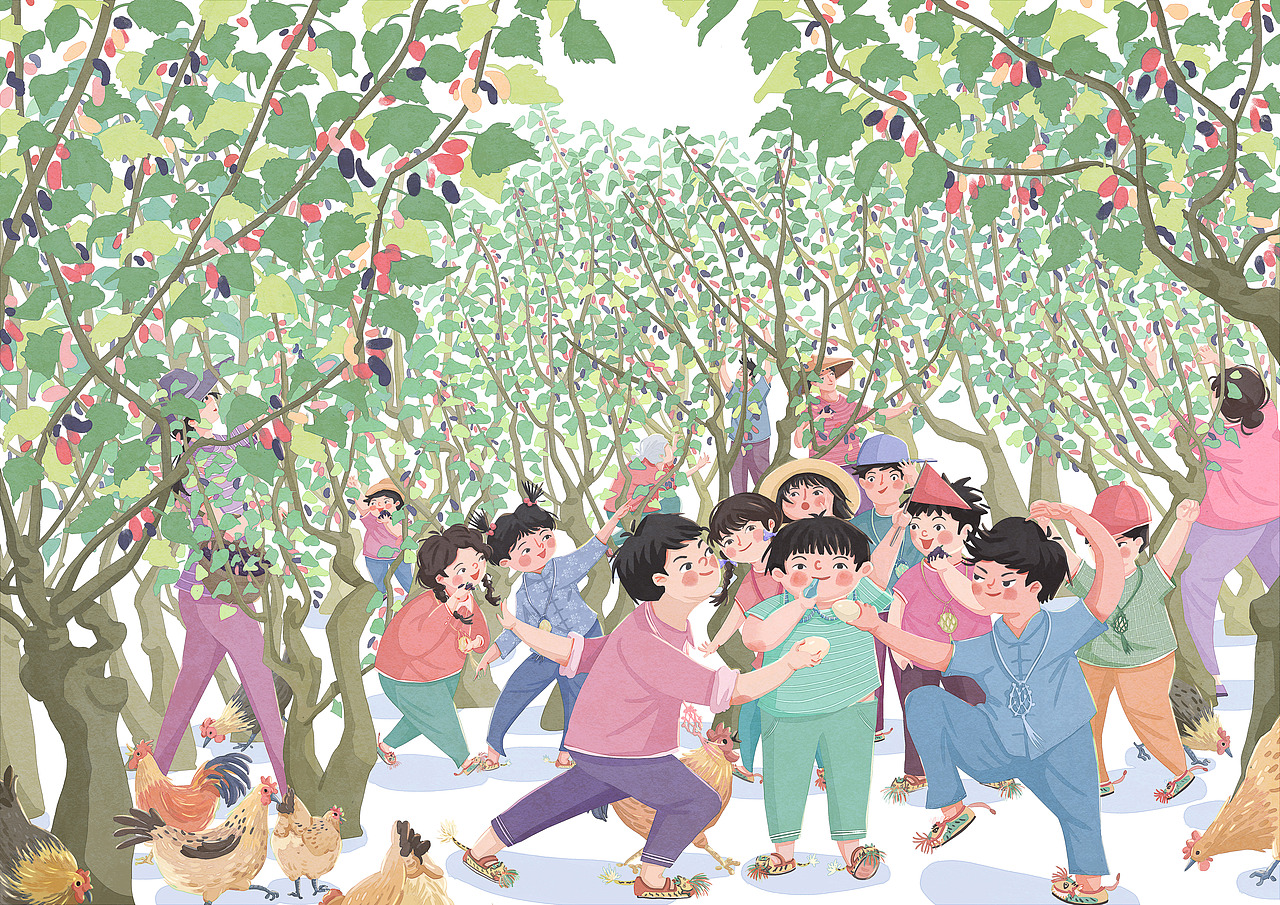 【立夏·斗蛋采桑果林下鸡】俗语说“立夏胸挂蛋,孩子不疰(zhu)夏”,立夏有“挂蛋”“斗蛋”、“比蛋”的习俗。孩子们胸前挂蛋,进行斗蛋比赛,脚上穿着当地的传统手工艺老虎鞋,弘扬传统文化。这个时节,桑葚开始成熟,林下散养虫草鸡,体现生态农业。