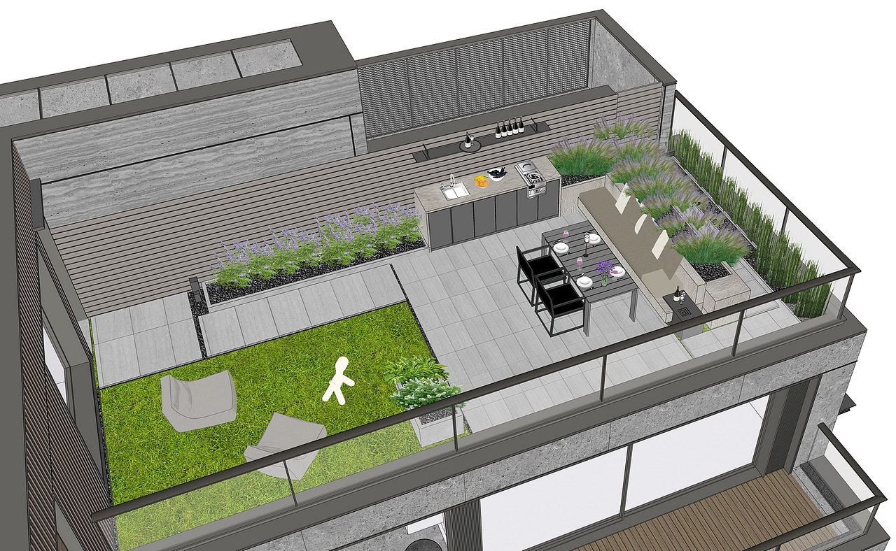 万科别墅庭院景观SU模型下载