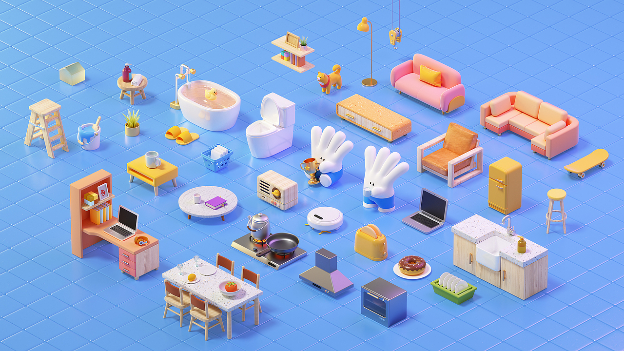住小帮—3D组件-C4D视觉小总结（图ZMzA4NTczMjg4） - 其他三维 - 站酷设计师212设计studio原创素材 - 站酷ZCOOL