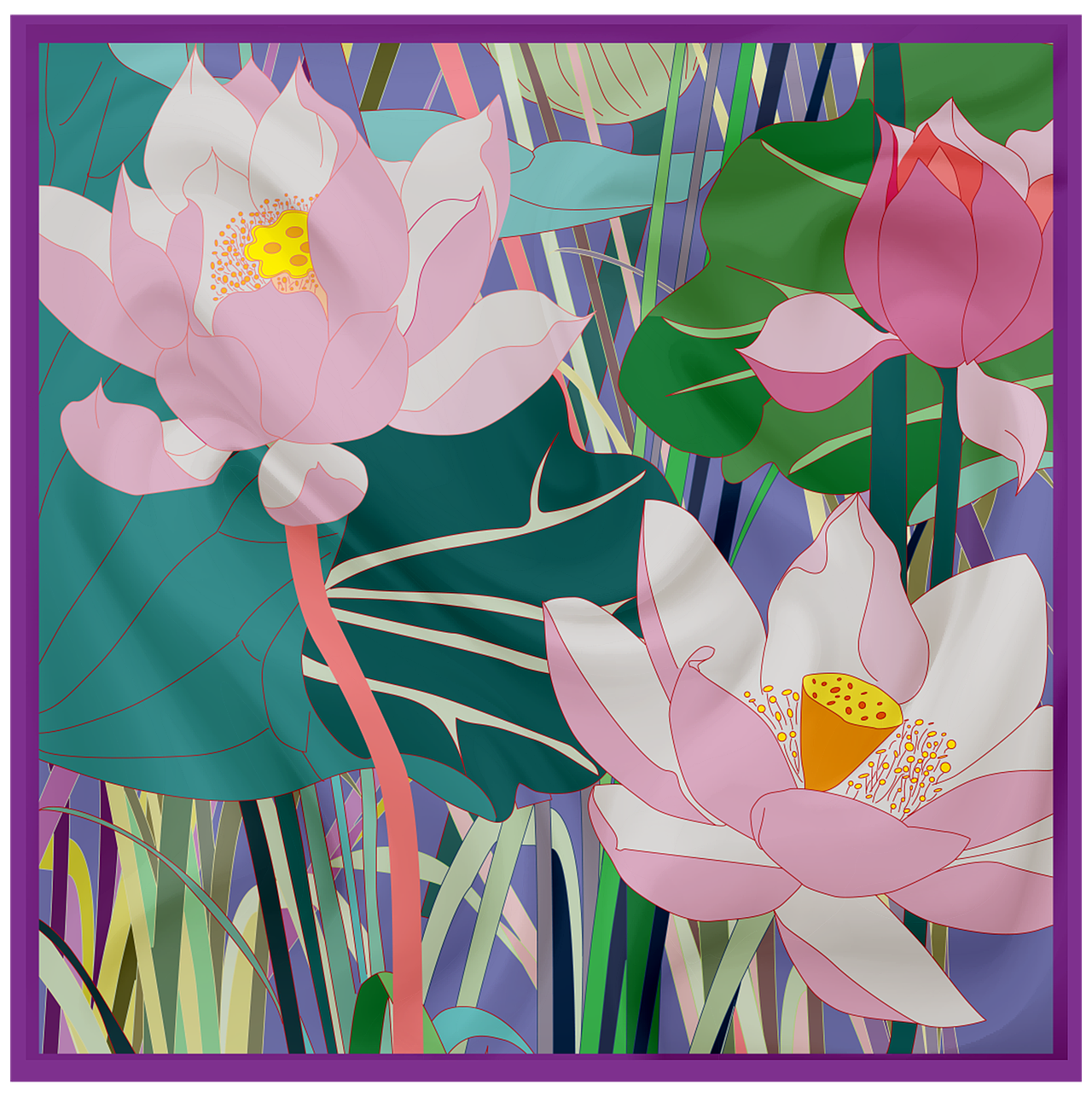 国风荷花系列（图ZMzY2OTM0ODEy） - 商业插画 - 站酷设计师猫三莫原创素材 - 站酷ZCOOL