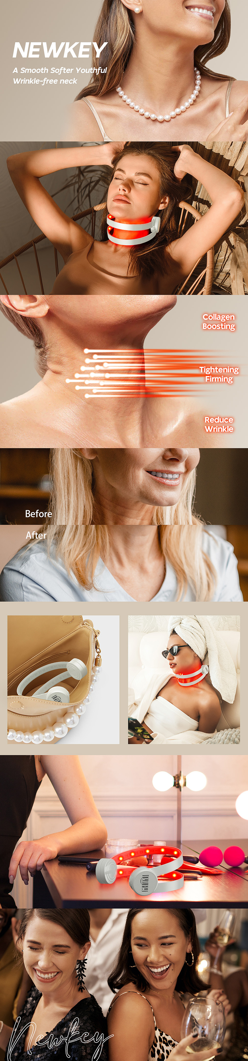 亚马逊主图 红光美容颈部仪去皱纹