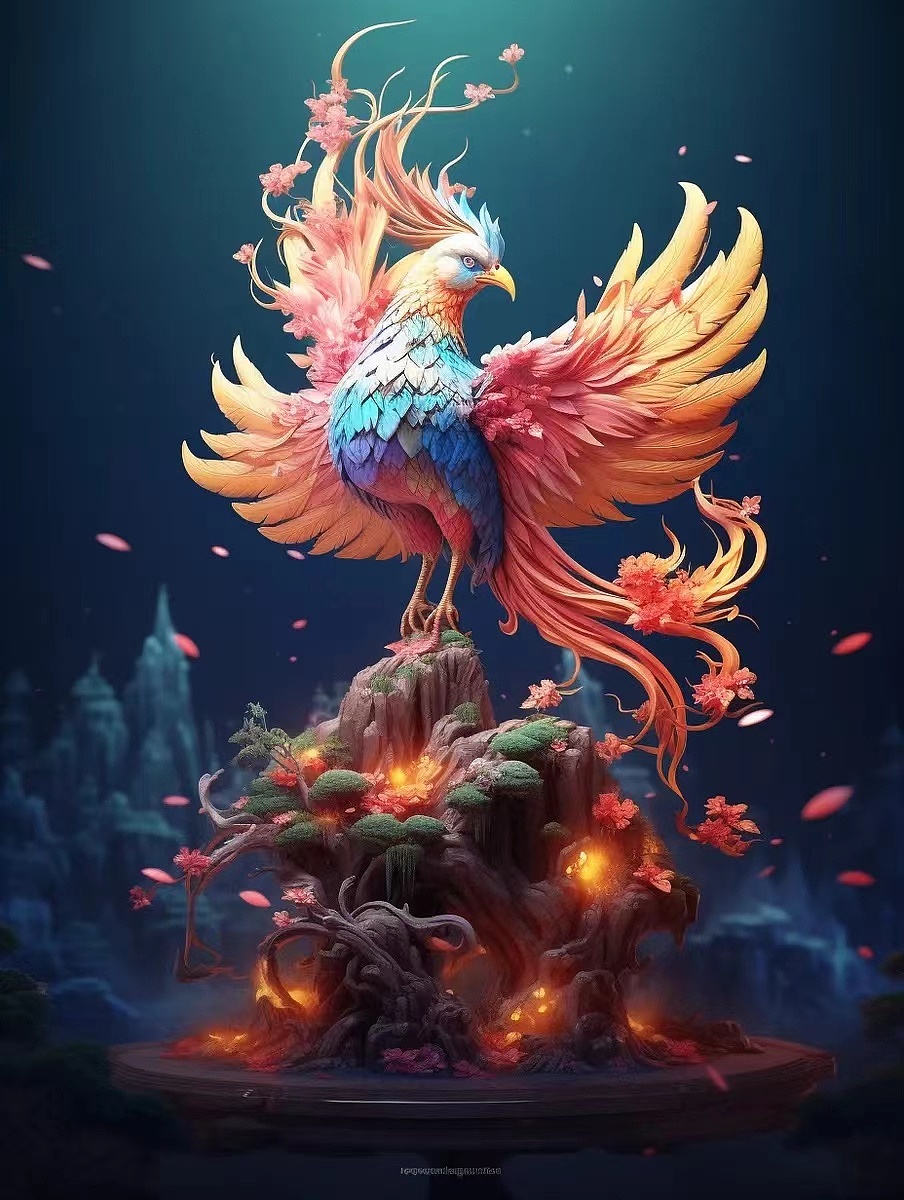 AI插画山海经作品《火凤凰》