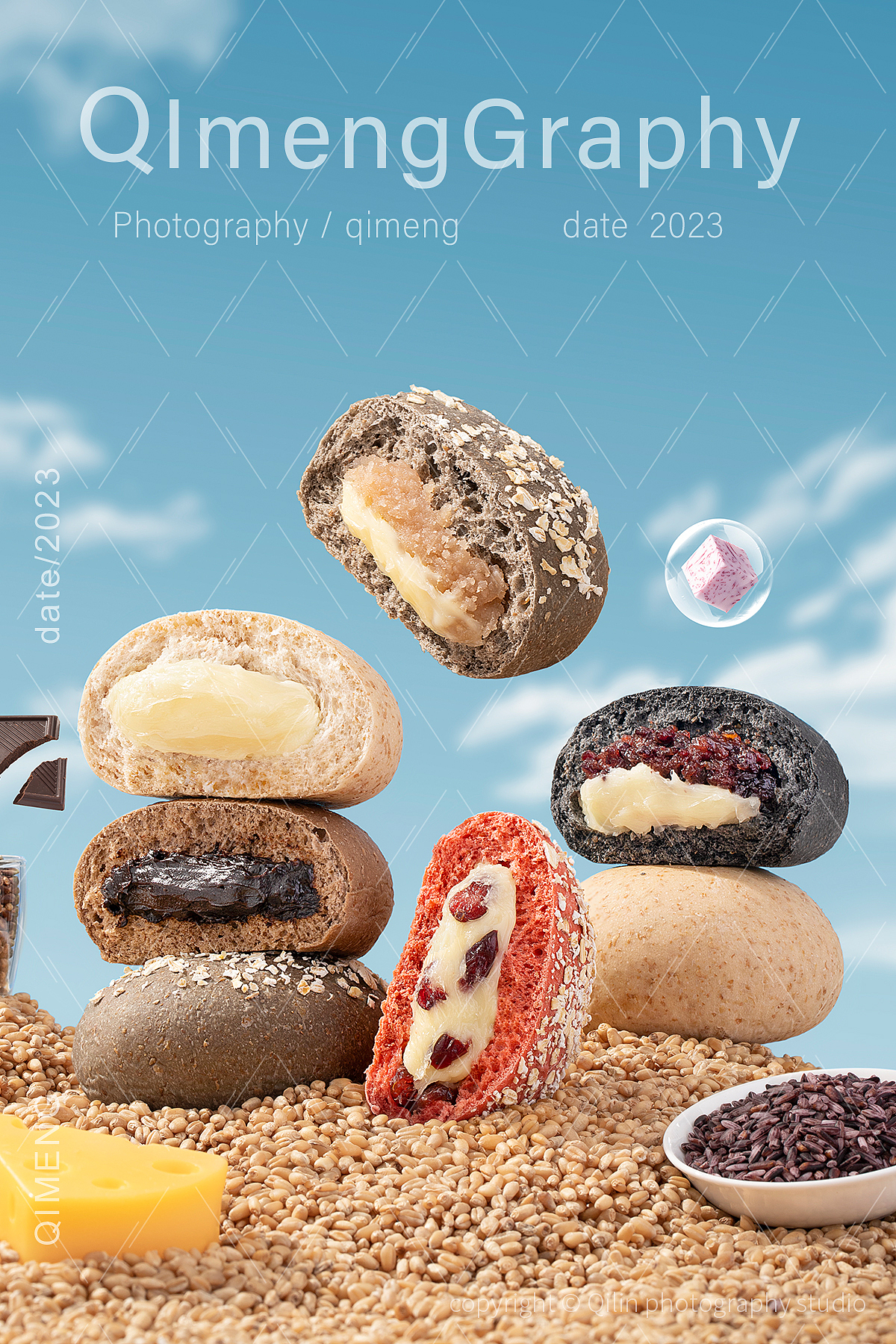 面包饼干零食摄影|夹心流心软欧包 苏打饼干X启梦摄影