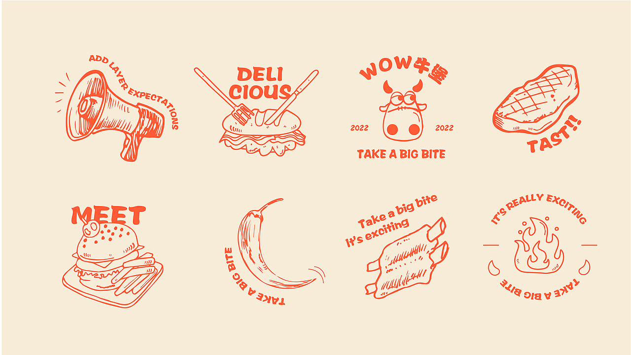 汉堡品牌提案设计丨wow牛堡丨美式汉堡